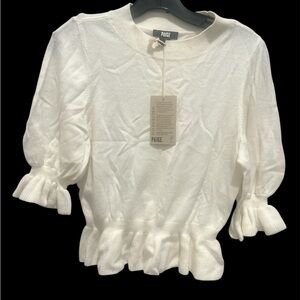 Paige White ivory Ruffle Sleeve Top cashmere wool blend size small